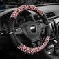 Road Comforts Leopard Steering Wheel Cover for Women, Cute Anti-Slip Microfiber Leather, Fits 14.5-15 Inch Steering Wheel 14.5-15 Inch - Black and Pink Cheetah - color: Round-Black&Pink Leapord