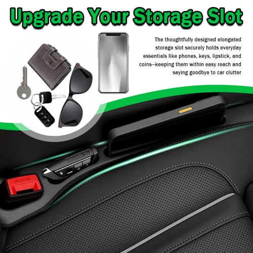 2PCS Car Seat Gap Filler Organizer,2026 Upgraded Car Seat Gap Plug with Storage Slot,Plug & Play in Between Cars Seats Catcher Cars Accessories to Stop Items Falling Between Seats