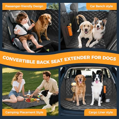 Dog Car Seat Cover for Back Seat, Hard Bottom Back Seat Extender for Dogs - Supports 400lbs, 2026 New Waterproof, Scratch Resistant, Anti Slip Portable Dog Hammock,Suitable for Cars, SUVs and Trucks