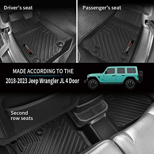 Custom Fit Floor Mats & Cargo Liner Compatible for 2018-2025 2026 Jeep Wrangler JL 4 Door Accessories All Weather TPE Rubber Black (Not Fit JK or 4XE) - color: for 2018-2026 Jeep Wrangler JL 4 Door