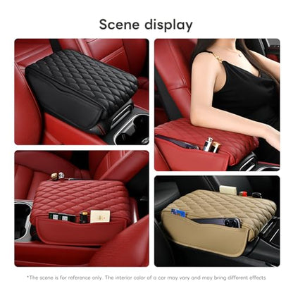 Car Armrest Pad, Universal Armrest Cushion Pad, Leather Armrest Box Pad - color: Simple style, Black