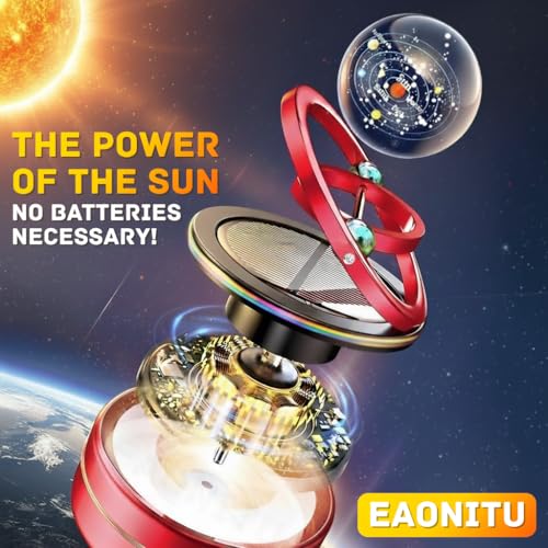 Solar Dashboard Spinner, Sun Powered Kinetic Car Decoration Diffuser, Space Theme Automotive Accessories, Spring Birthday Gift Exchange, Fragrance & Aroma Cores Sold Separately (Solarium Black)