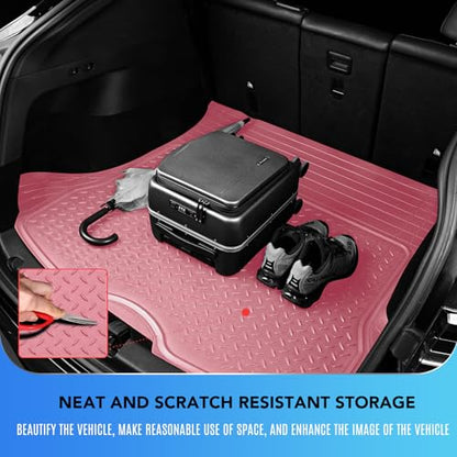 PIC AUTO Heavy Duty Cargo Liner, Trimmable All-Weather Rubber Trunk Mat for Cars, SUVs, Vans & Trucks, Anti-Slip Backing, Durable Protection, Large, Pink - color: Pink