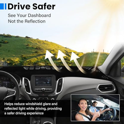 Dash Cover Mat Compatible with Chevy Equinox 2018-2024 (Without HUD) Car Interior Dashboard Cover Mat Nonslip Dashmat Sunshade Glare UV Rays Protector Accessories Custom Fit - size: Compatible with Equinox 2018-2024(Without HUD)