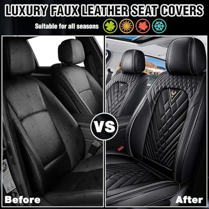 Leather Seat Covers for Ford Explorer 2006-2026, Full Set Seat Cover, Diamond Quilted Black Automotive Seat Covers, Breathable Car Seat Covers & Accessories - size: Ford Explorer Full Set