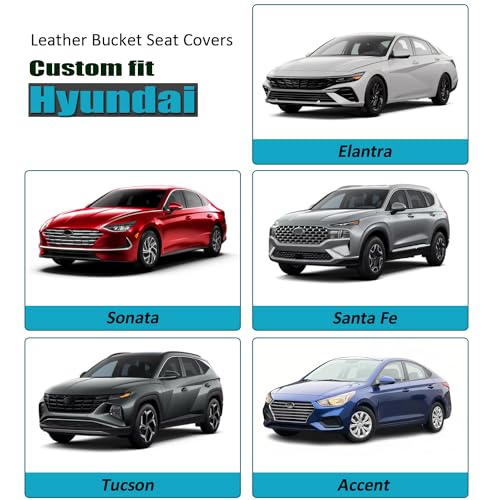GIANT PANDA Front Car Seat Cover for Hyundai, Faux Leather Bucket Seat Covers Custom Fit Hyundai Sonata Elantra Santa Fe Tucson Accent Kona Palisade Genesis Venue Ioniq (Red+Black) 2-Pack - color: Black&Red