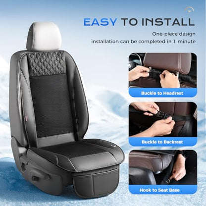 Coverado Cooling Car Seat Cover with High-Velocity Turbo Fan, Powerful Blowing & Suction Pad, 12V-24V Ventilated Cushion, 3-Speed Adjustable Airflow, Universal Fit for Car SUV Truck Van，Black