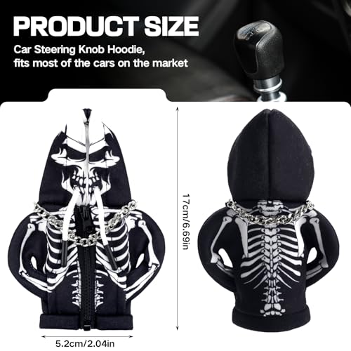Car Gear Shift Hoodie,Halloween Skull Car Gear Shift Cover,Skeleton Shifter Hoodie with Zipper,Shift Knob Hoodie,Automotive Interior Shifter Knob Cover Decoration Accessories for SUV, Sedan, Truck