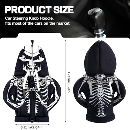Car Gear Shift Hoodie,Halloween Skull Car Gear Shift Cover,Skeleton Shifter Hoodie with Zipper,Shift Knob Hoodie,Automotive Interior Shifter Knob Cover Decoration Accessories for SUV, Sedan, Truck