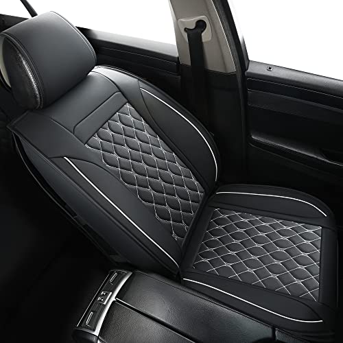 Car Seat Covers Front Pair,Universal Fit for Most Cars,SUV,Sedans and Pick-up Trucks,Automotive Faux Leather Vehicle Cushion Covers(Front Pair,Black/White) - color: Blackwhite, size: Front Pair