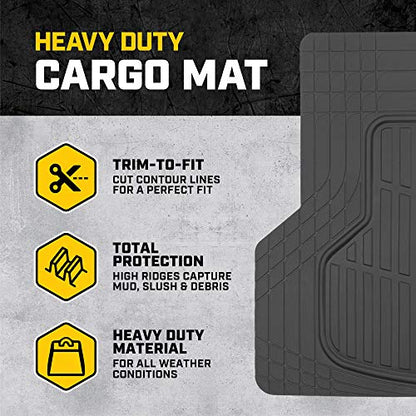 CAT® Diamond Steel Heavy-Duty Rubber Floor Mats & Cargo Trunk Liner for Cars Trucks SUVs Vans Sedans, Green & Silver - Trim-to-Fit, All Weather Deep Dish Automotive Floor Mat for Complete Protection