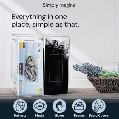 Dual Hygiene Dispenser Station - Clear Acrylic - Glove Dispenser with Dust-Free Lid - Wall-Mount & Tabletop Glove Holder - Sanitation Station & Mask Container & Hairnet Holder - size: Double
