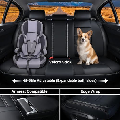 Coverado Car Seat Covers Full Set, 5 Piece Car Seat Protector with Removable Headrest, Nappa Leather Breathable Front Rear Seat Cushion Side All Wrapped Universal Fit Truck Automotive Most Cars Black - color: Nappa-Black, size: Full Set