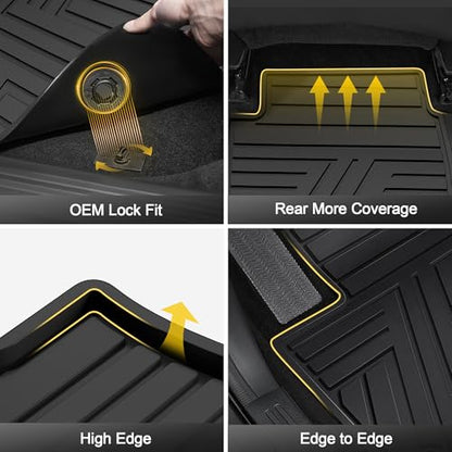 All Weather Floor Mats Custom Fit for Mazda CX-5 2017-2025 Waterproof Heavy Duty Anti-Slip Car Mats, 1st & 2nd Row Full Black - color: Black