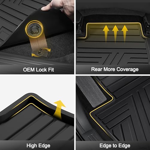 All Weather Floor Mats Custom Fit for Toyota RAV4 2019-2025 Waterproof Heavy Duty Anti-Slip Car Mats, 1st & 2nd Row Full Black - color: Black