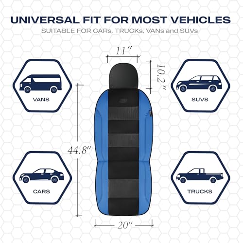 Skechers Seat Covers, Air-Cooled Memory Foam Car Seat Covers Front Seats, Airbag Compatible,Universal Fit for Most Cars, SUVs, Vans and Trucks,Blue - color: Black/Blue, size: Two Front