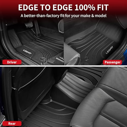 LASFIT Floor Mats for Hyundai Santa Fe 2021 2022 2023 (Only Fit Gas, Not Fit Hybrid or PHEV), All Weather TPE Custom Fit Car Floor Liners 1st & 2nd Row Mats Accessories, Black - size: 2)For Hyundai Santa Fe | 2021-2023 | Gas
