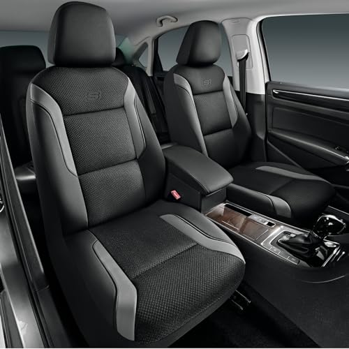 Skechers Memory Foam Car Seat Covers, Air Cool Mesh Thick Seat Covers, Gray Two Front Car Seat Protector, Airbag Compatible, Automotive Comfort & Protection for Most Cars, Van,Trucks, SUV,Grey - color: Black/Grey, size: Two Front