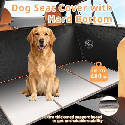 Dog Car Seat Cover for Back Seat,Waterproof PU Leather Hard Bottom Car Seat Cover for Dogs,Non-slip Backseat Dog Cover with Upgraded Door Protection Flap 52×25in,Dog Hammock for Car SUV Small Trucks - size: M