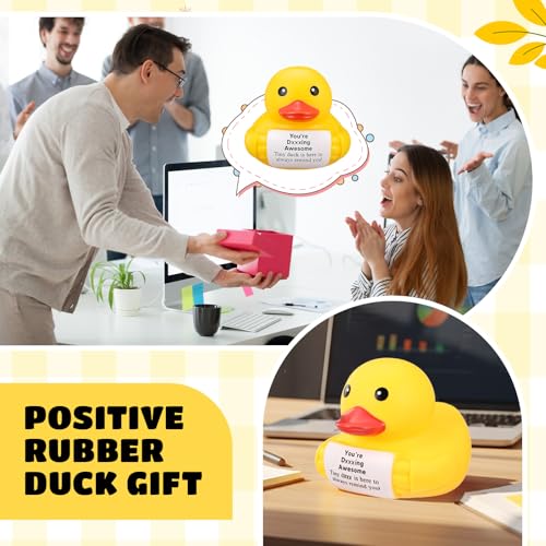 Civaner 7 Inch Emotional Giant Rubber Duck with Positive Message Thank You Gifts Motivational Rubber Duck Gift for Desk, Office, Home Decor Graduation(You're Awesome) - style: You're Ducking Awesome