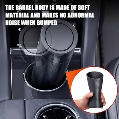Car Trash Can, Leakproof Mini Automotive Garbage Bin Side Door Cup Holder Dustbin with Lid, Vehicle Interior Storage Organizer Accessories, Universal for SUV, Sedan, Truck (Black)