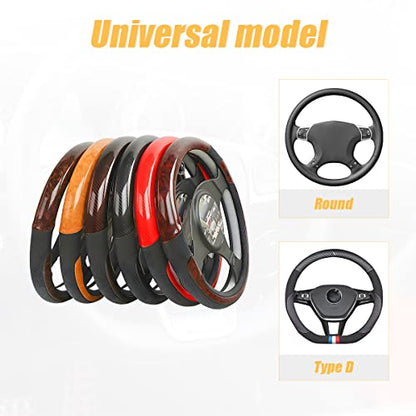 Universal Steering Wheel Cover - Microfiber Leather, 15 Inch, Anti-Slip, Breathable, Odorless Car Steering Wheel Protector, SUV Accessory (Bright Black) - color: Bright Black