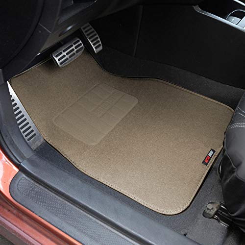 BDK Beige Heavy Duty Front & Rear Carpet Floor Mats Universal Liners for Car SUV Van & Truck, All Weather Protection with Anti-Slip Nibs, Fit Contours of Most Vehicles, MT-300-MB_carpvar