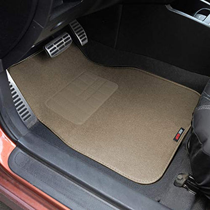 BDK Beige Heavy Duty Front & Rear Carpet Floor Mats Universal Liners for Car SUV Van & Truck, All Weather Protection with Anti-Slip Nibs, Fit Contours of Most Vehicles, MT-300-MB_carpvar