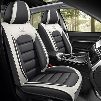 Car Seat Covers for Kia K5 2021-2026, Premium Nappa Leather, Waterproof, Anti-Slip, Full Coverage, Airbag Compatible, Breathable, All-Weather, Easy Install (2 Seats, Gray&White) - color: 2 Seats - Gray&White, size: Kia K5 2021-2026