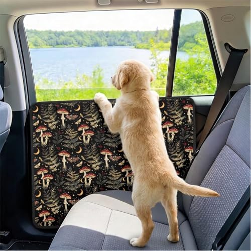 Mushroom Door Protector from Dog Scratching Car Protects Doors from Dog Scratching 2 Pieces Pet Window Guard Universal Fit for Cars, Trucks, Suvs - color: Mushroom Pattern