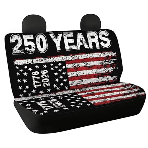 AFPANQZ 1776-2026 Years Print Car Accessories for Women 2 Pcs Back Seat Cushion, Split Bench Covers Universal Rear Seat Protector for SUV Trucks Sedan - color: 1776-2026 Years