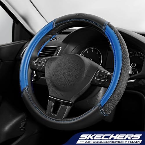 Skechers Air-Cooled Steering Wheel Cover,Air Cool Mesh Leather Car Steering Wheel Cover Universal Fit 14" 1/2-15" Car Wheel Protector for Men Women Fit Suvs,Vans,Sedans,Car,Trucks,Blue - color: BLue