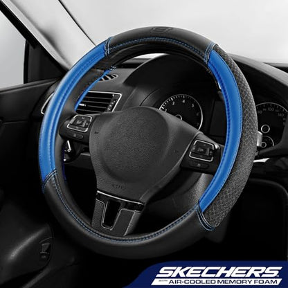 Skechers Air-Cooled Steering Wheel Cover,Air Cool Mesh Leather Car Steering Wheel Cover Universal Fit 14" 1/2-15" Car Wheel Protector for Men Women Fit Suvs,Vans,Sedans,Car,Trucks,Blue - color: BLue