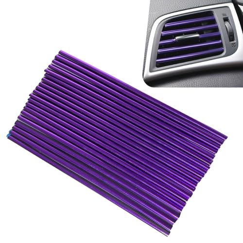 20 PCS Car Air Conditioner Vent Trim Decoration Strips, Waterproof Bendable Air Vent Outlet Trim Decoration, DIY Chrome PVC Decorative Strip, Universal for Most Vehicles (Purple) - color: Purple