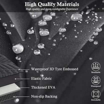 CAR PASS Neoprene Waterproof Seat Covers Two Front, Wetsuit Car Seat Covers 2pcs Universal Fit for Vans, Truck, SUV, 3D Tyre Embossed Seat Covers Anti Slip with Armrests, Aibag Compatible(Black Gray) - color: Black and Charcoal Neoprene, size: Two Front
