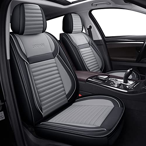 Front Car Seat Covers, Faux Nappa Leather, Airbag Compatible and Waterproof Protectors for Sedans SUVs, Breathable Anti-Slip Interior for Commuters and Rideshare, Black/Gray - color: Gray+Black, size: Front