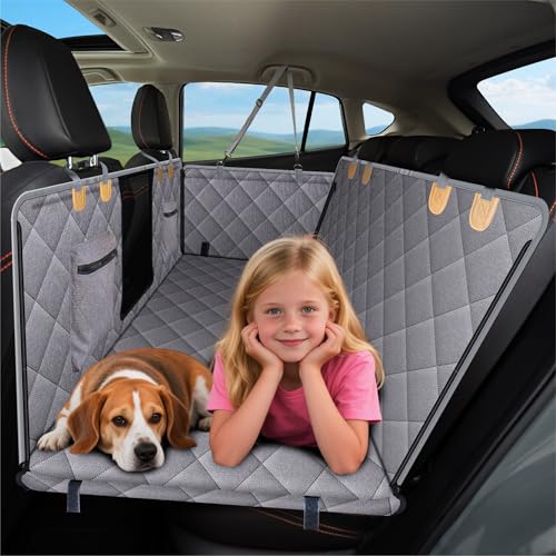 Dog Car Seat Cover for Back Seat, Waterproof Dog Seat Cover for Back Seat, Hard Bottom Back Seat Pet Cover for Dogs, Large-Space Hammock for Car Truck SUV, Pet Seat Cover Holds 450lbs(Grey) - color: Grey, size: L - For Compact & Mid-size Sedans, SUVs and