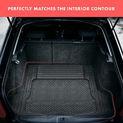VaygWay Heavy Duty Cargo Liner Trunk Floor Mat – All Weather Trunk Protection Floor Mat - Black Rubber Trimmable Durable Cargo Auto Mat – Universal Fit Car SUV Truck Auto - style: Cargo Floor Mat