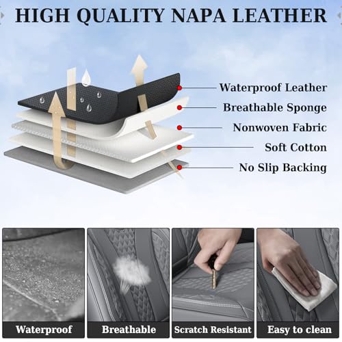 Coverado Automotive Seat Covers, Back Car Protectors, Gray Leather Seat Covers, 3-Piece Car Seat Covers for Back Seats Universal Fit for Trucks SUVs Cars - color: Gray