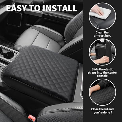 Center Console Cover Compatible with Ford F150 2015-2020/2017-2022 F250 F350 F450 / 2018-2024 Expedition Accessories, Premium Leather Car Armrest Cover Pad (Bucket Seat Only) - size: 2015-2020 Ford F150