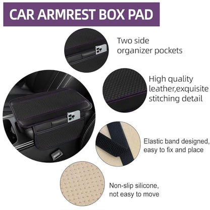 NBTEPEM 6 PCS Car Steering Wheel Cover Set, Microfiber Leather Steering Wheel Covers Universal 14.5-15 inch, Center Console Cover, Seat Belt Cushion, Cup Holder Coaster, Car Accessories Set Purple - color: Black with purple, size: Steering Wheel Cover Set