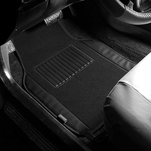 FH Group Car Floor Mats - Carpet for Cars, Universal Fit Automotive All Purpose Car Protector Mat for Most Sedan, SUV, Truck Floor Mats Black - color: Black - Faux Leather
