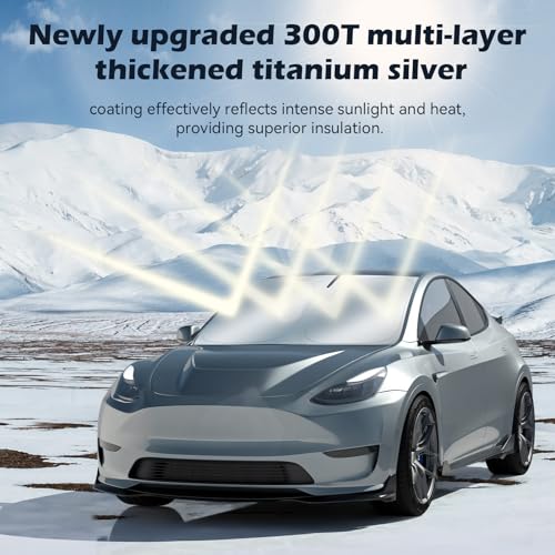 Car Windshield Sun Shade, 300T Thickened Car Window Shades Heat Reflective Interior Cool, Universal Fit for Most Cars SUVs Trucks, Foldable & Portable Design (L (57" × 31")) - size: L (57" × 31")