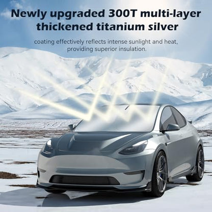 Car Windshield Sun Shade, 300T Thickened Car Window Shades Heat Reflective Interior Cool, Universal Fit for Most Cars SUVs Trucks, Foldable & Portable Design (L (57" × 31")) - size: L (57" × 31")