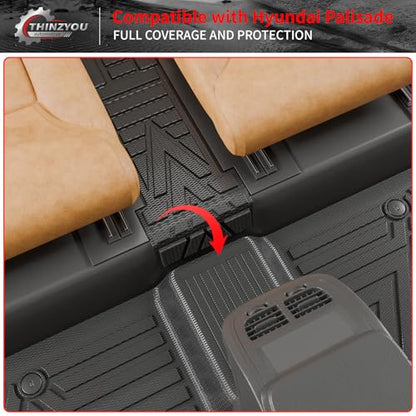 Floor Mats Compatible with 2020-2025 Hyundai Palisade Trunk Mat Cargo Liner TPE Back Seat Cover Protector 2024 Palisade 7 & 8 Seats Accessories (Trunk Mat with Backrest Mats+Floor Mats) - style: For Hyundai Palisade | 2020-2025