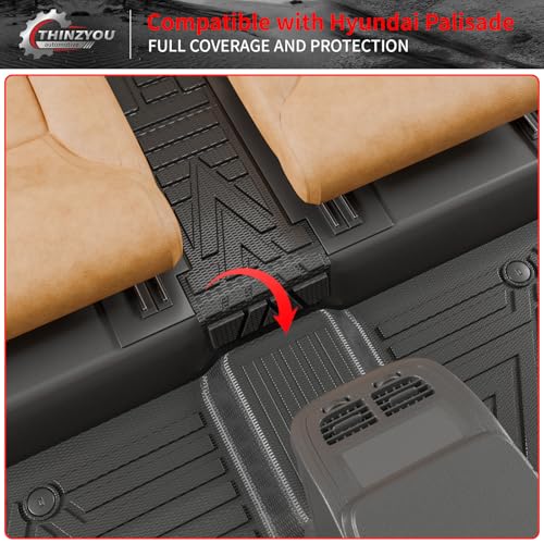 Floor Mats Compatible with 2020-2025 Hyundai Palisade Trunk Mat Cargo Liner TPE Back Seat Cover Protector 2024 Palisade 7 & 8 Seats Accessories (Trunk Mat with Backrest Mats+Floor Mats) - style: For Hyundai Palisade | 2020-2025