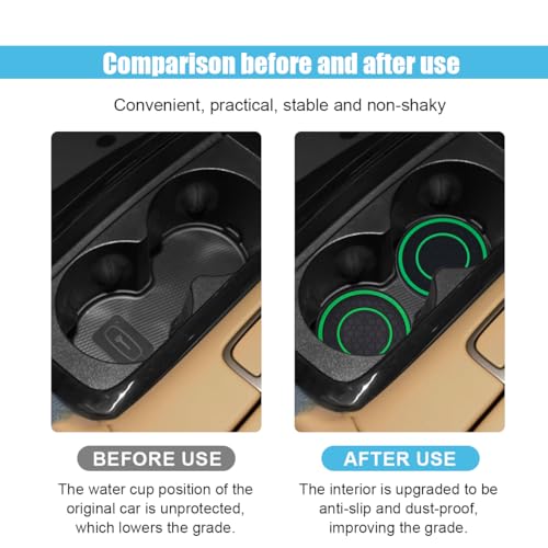 2PCS Car Cup Holder Coasters, 2.75 Inch Auto Non-Slip Anti Dust Cup Mats, Console Cup Holder Insert Coaster Auto Insulated Mats, Universal Interior Accessories for Most Cars (Green) - color: Green