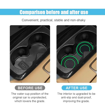 2PCS Car Cup Holder Coasters, 2.75 Inch Auto Non-Slip Anti Dust Cup Mats, Console Cup Holder Insert Coaster Auto Insulated Mats, Universal Interior Accessories for Most Cars (Green) - color: Green