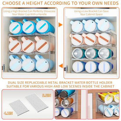 Yieach 2 Pack 2 Tier Stackable Water Bottle Organizer for Stanley,Yeti 40 oz Tumbler Organizer,Waterbottle Storage Rack,Clear Acrylic Cup Organizers for Kitchen Cabinets,Countertop,Pantry Shelf - size: 2 Tier(2 Set) Hold 12 Bottle