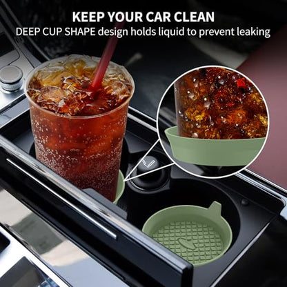 Car Cup Holder Coasters [4 Pack] Silicone Cups Mats, Automotive Universal Non-Slip Recessed Interior Accessories Olive Green - color: 4pack-olive Green